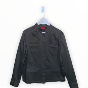 EUC Valerie Stevens Olive Green Floral Button Jacket